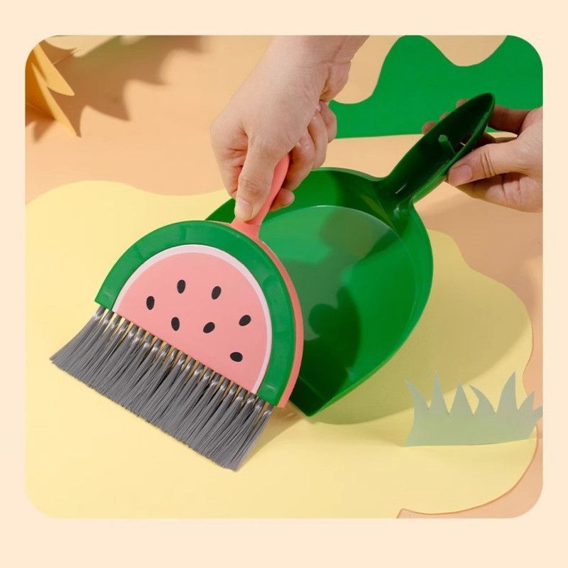 Mini Broom and Dustpan Set, Desktop Cleaning Brush for Desk & Keyboard—Yellow