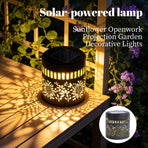 Solar-Powered Wrought Iron Sunflower-Patterned Openwork Projection Light, Courtyard and Garden Mood Light, Outdoor Waterproof Wrought Iron Garden Light, Lawn Night Light - 1-Pack