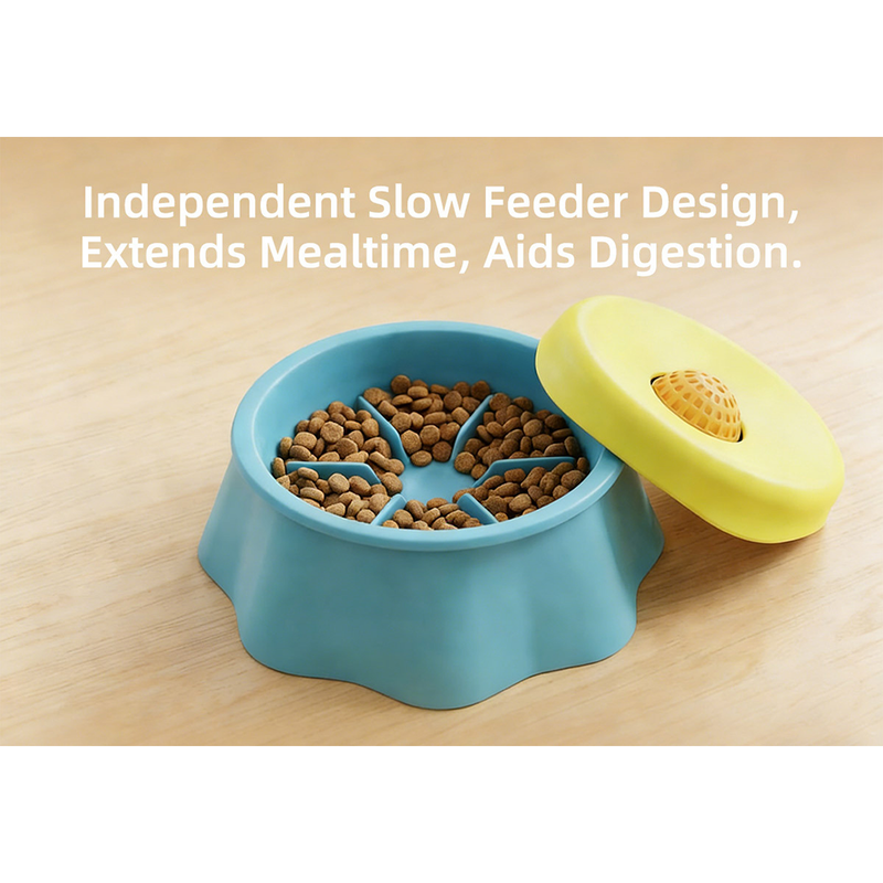 Pet Slow Feeder Bowl-Blue-yellow