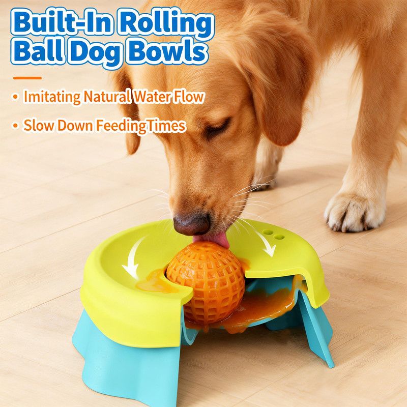 Pet Slow Feeder Bowl-Blue-yellow