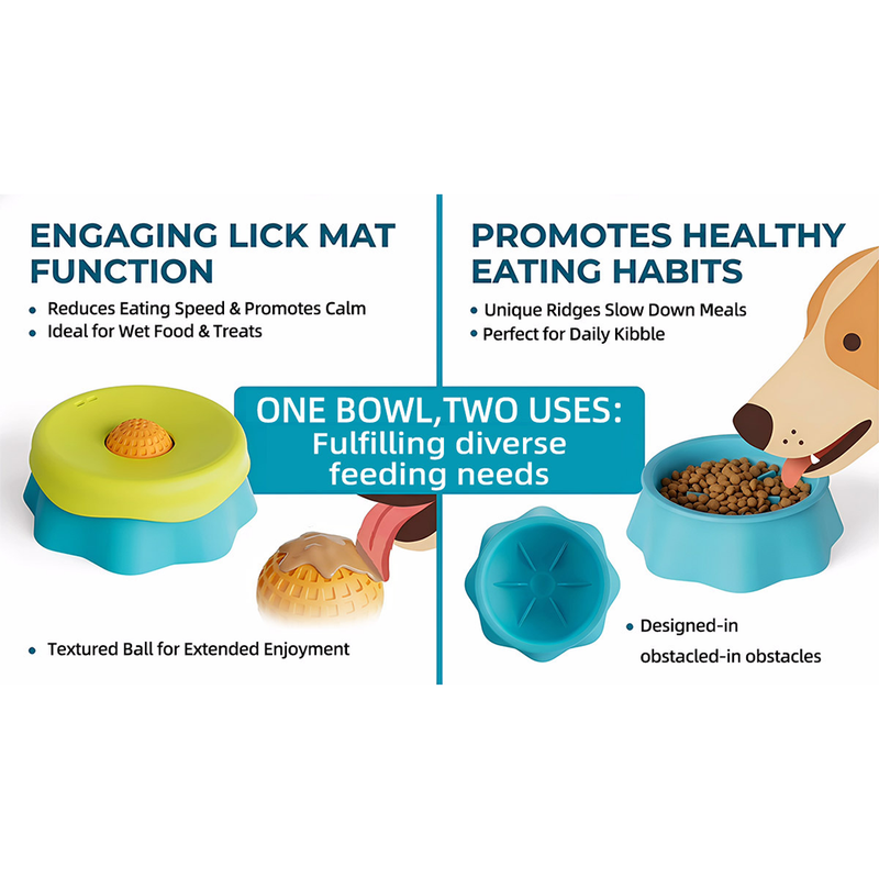 Pet Slow Feeder Bowl-Blue-green