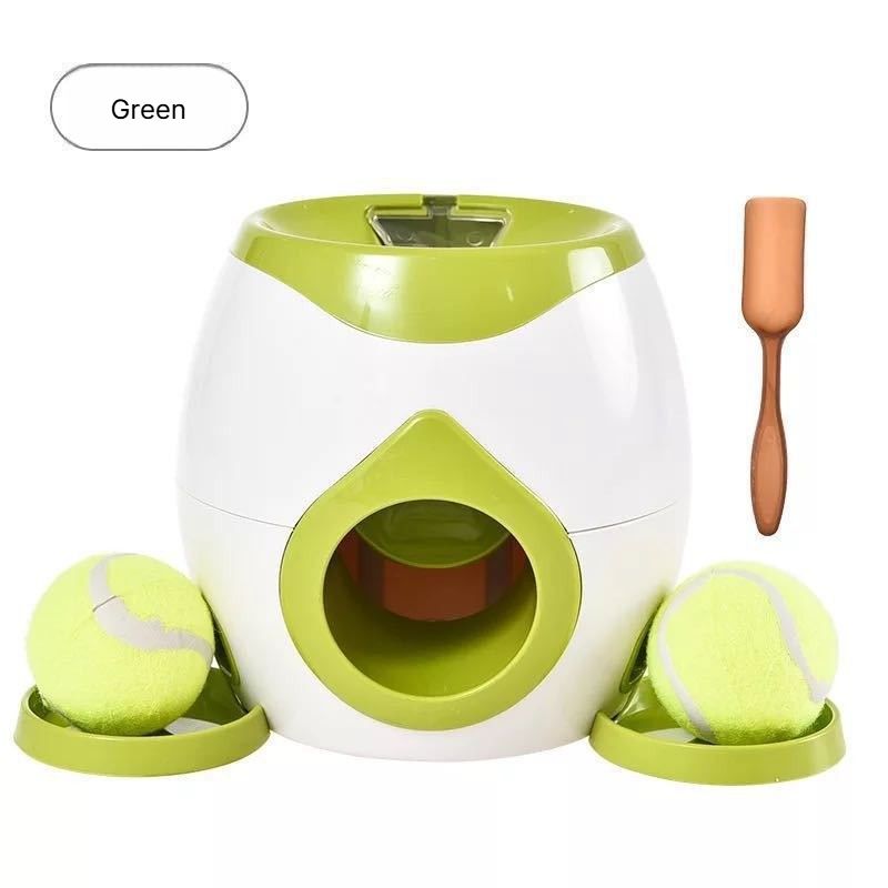 Pet Feeder with 2 Tennis Balls & 1 Spoon-Green