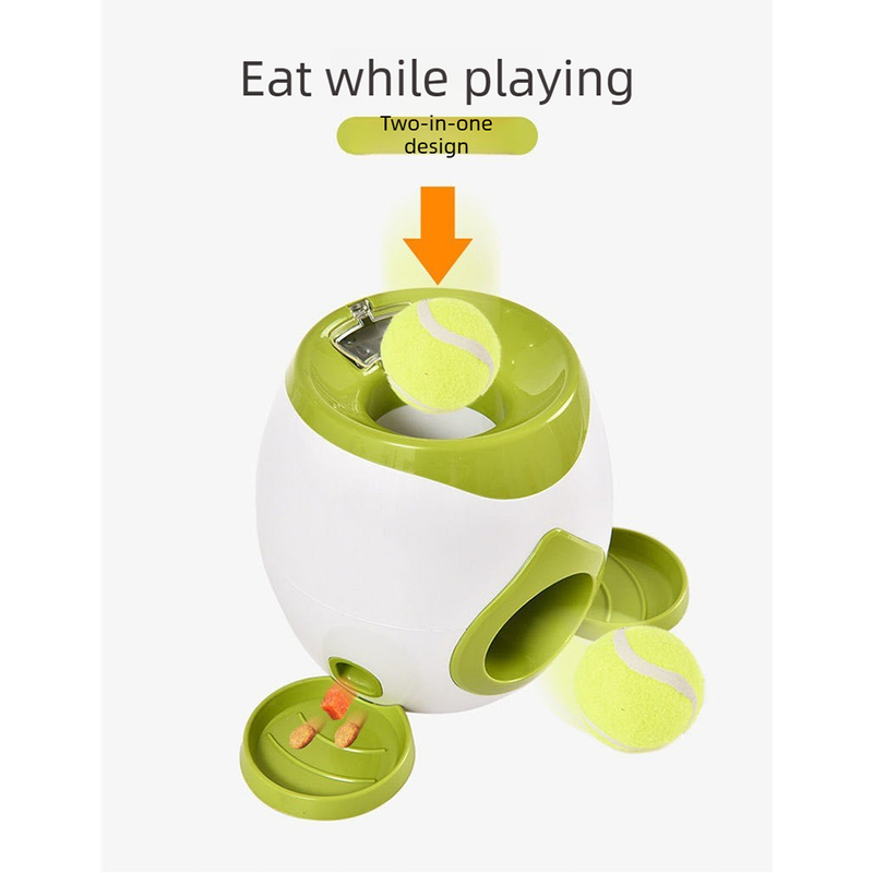 Pet Feeder with 2 Tennis Balls & 1 Spoon-Green