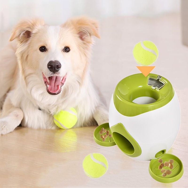 Pet Feeder with 2 Tennis Balls & 1 Spoon-Green