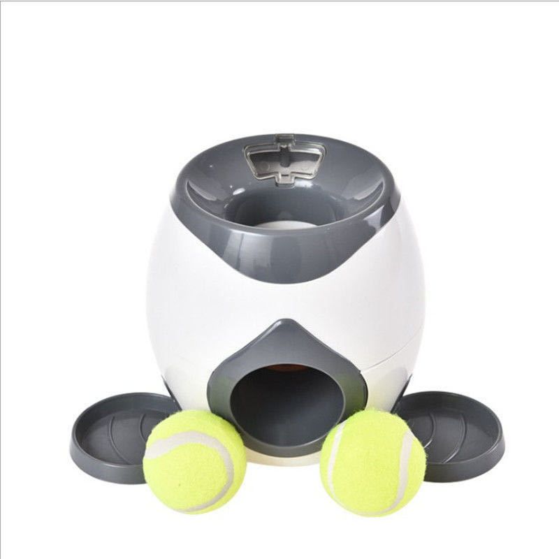 Pet Feeder with 2 Tennis Balls & 1 Spoon-Light Gray