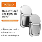 2‑Pack One‑Level Foldable Laptop Stand Invisible Portable Notebook Cooling Feet with Nano Adhesive for Desk Use-Silver