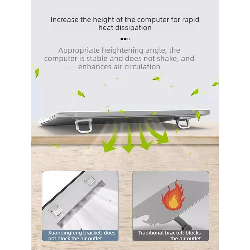 2‑Pack One‑Level Foldable Laptop Stand Invisible Portable Notebook Cooling Feet with Nano Adhesive for Desk Use-Silver
