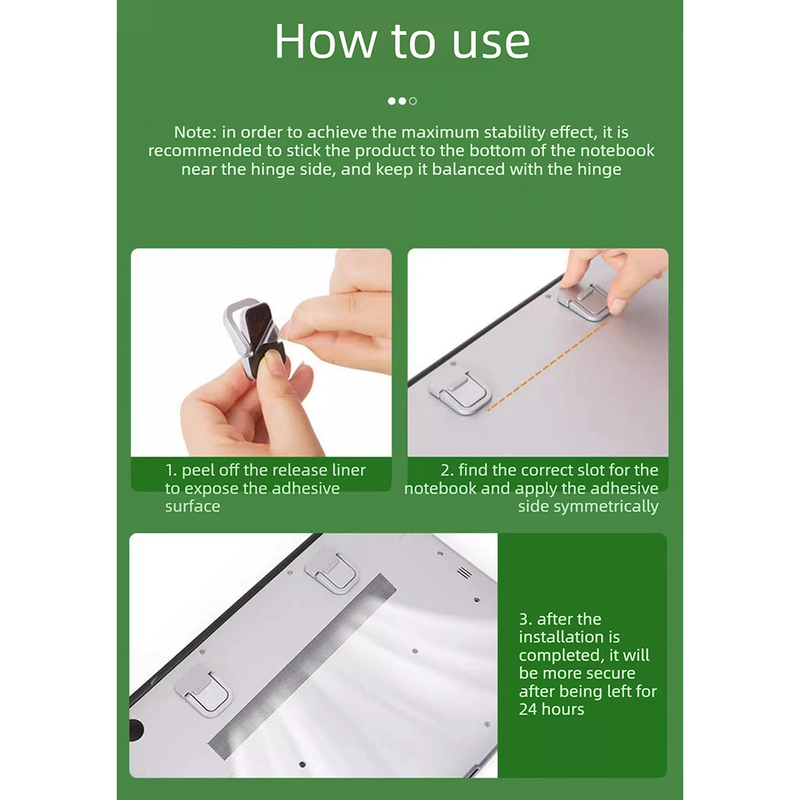 2‑Pack One‑Level Foldable Laptop Stand Invisible Portable Notebook Cooling Feet with Nano Adhesive for Desk Use-Silver