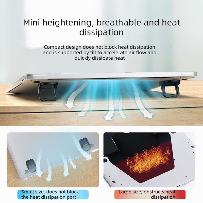 2‑Pack Two‑Level Adjustable Foldable Laptop Stand Invisible Portable Notebook Cooling Feet Nano Sticker for Office Travel-Silver