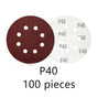 125mm 8 Hole Sanding Discs P40 Grit Hook and Loop Orbital Sander Sandpaper 100 Pack