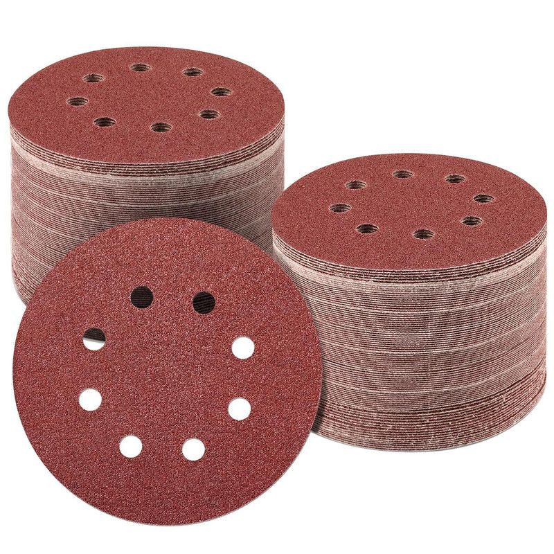 125mm 8 Hole Sanding Discs P180 Grit Hook and Loop Orbital Sander Sandpaper 100 Pack