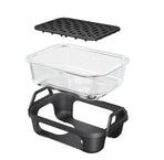 Air Fryer Glass Baking Tray Insert with Drain Rack & Support Frame, Heat Resistant Food Safe Cooking Container-Black