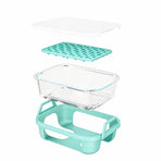 Air Fryer Glass Baking Tray Insert with Drain Rack & Support Frame, Heat Resistant Food Safe Cooking Container- Green