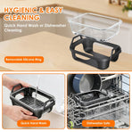 Air Fryer Glass Baking Tray Insert with Drain Rack & Support Frame, Heat Resistant Food Safe Cooking Container- Green