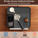 L Shaped Silicone Coffee Machine Mat, Non Slip Heat Resistant Espresso Machine Drip Tray Protector Pad-Black