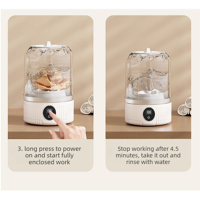 Portable Mini Underwear Socks Washing Machine, Rechargeable Travel Small Personal Laundry Washer