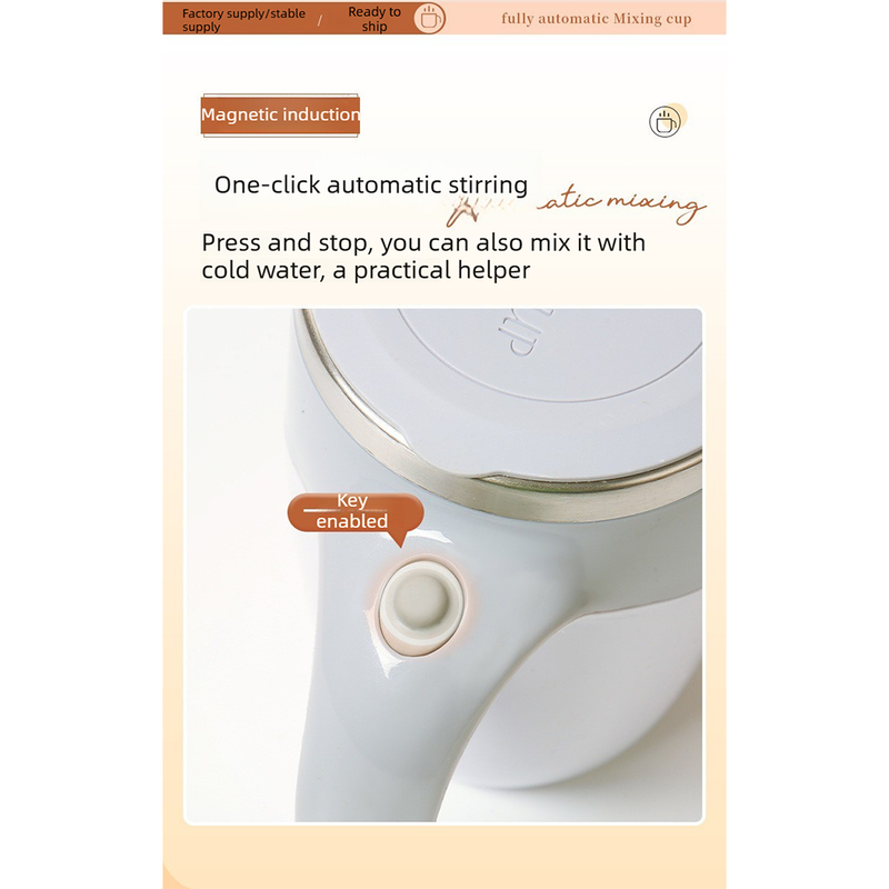 Automatic Magnetic Stirring Cup, Electric Coffee Mug with USB Charging, Self-Stirring Mixer for Milk and Beverages-white