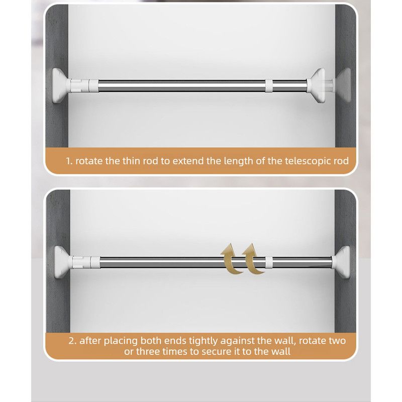 Heavy Duty Tension Curtain Rod 25mm Thick Extendable Shower Rail 110-200cm No Drill