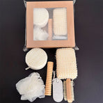 6 Piece Natural Body Bath Set Exfoliating Shower Kit with Loofah Brush Bath Sponge