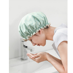 Women's Double-Layer Waterproof Shower Cap-black