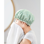 Women's Double-Layer Waterproof Shower Cap-black
