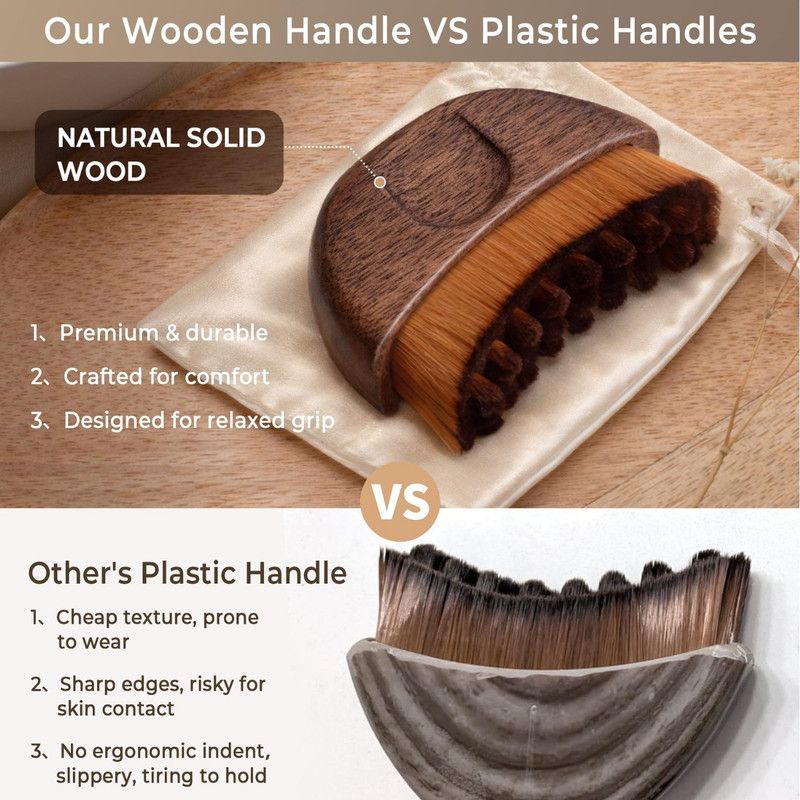 Walnut Wood Lymphatic Drainage Facial Brush – Gua Sha Tool for Contouring and De-Puffing