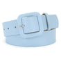 Women’s Square Buckle Leather Belt, Solid Color Simple Waist Belt for Dresses Jeans Trousers-sky blue