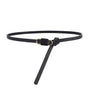 Knotted Thin Leather Belt for Women, Adjustable Slim Waist Strap for Dresses Long Blouses-black