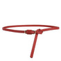 Knotted Thin Leather Belt for Women, Adjustable Slim Waist Strap for Dresses Long Blouses-red