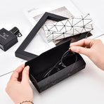 Premium Eyeglass Case - Retro Japanese Style - Sunglass Storage - Fashionable Geometric Pattern - Stylish Eyeglass Case - Durable and Shock-Resistant - Unisex - White