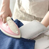 1 piece - Handheld ironing pad - Heat-resistant ironing mat - Portable ironing aid - Ironing tool - Steam glove with finger loops - Mini ironing board - Ironing board - Ironing pad - 24 x 15 cm - Gray - Rear View