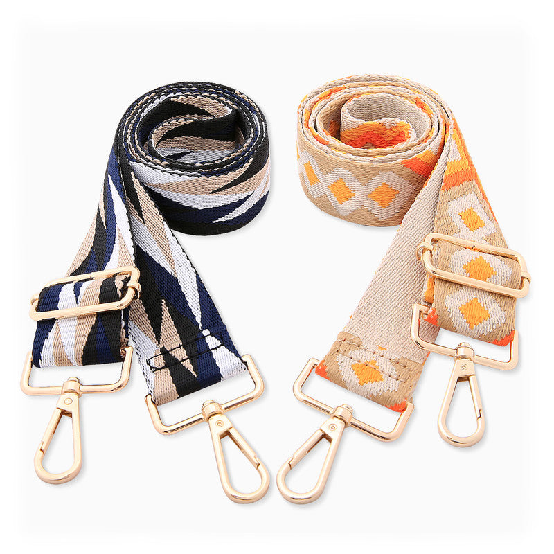 Two-piece set of jacquard webbing suitable for handbag straps, shoulder bag straps, and camera straps-Orange and blue
