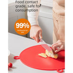 D Shape Double Sided Antibacterial Cutting Board Non Slip Kitchen Chopping Board with Draining Back-red