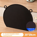 D Shape Double Sided Antibacterial Cutting Board Non Slip Kitchen Chopping Board with Draining Back-black
