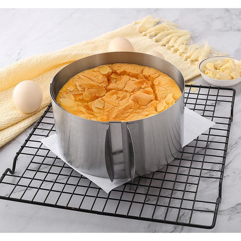 Adjustable Stainless Steel Cake Ring – 16-30cm Round Mousse Mold, 8cm Deep – Baking Tool for Cheesecake, Pastry & Desserts