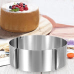 Adjustable Stainless Steel Cake Ring – 16-30cm Round Mousse Mold, 8cm Deep – Baking Tool for Cheesecake, Pastry & Desserts