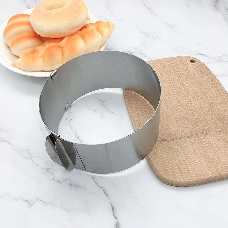 Adjustable Stainless Steel Cake Ring – 16-30cm Round Mousse Mold, 8cm Deep – Baking Tool for Cheesecake, Pastry & Desserts