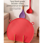 D Shape Double Sided Antibacterial Cutting Board Non Slip Kitchen Chopping Board with Draining Back-pink