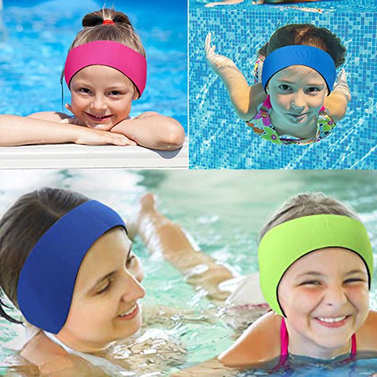 Waterproof Swimming Ear Protection Headband Neoprene Adjustable Hair Band For Shower Pool Kids Adults-Yellow