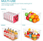 6-Pack Large Capacity Fridge Storage Boxes with Lids, Clear Stackable Refrigerator Produce Food Organiser Container