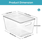 6-Pack Large Capacity Fridge Storage Boxes with Lids, Clear Stackable Refrigerator Produce Food Organiser Container