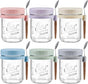 6 Pack Overnight Oats Containers with Lids and Spoons,Large Capacity Airtight Jars for Milk, Cereal, Fruit