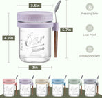 6 Pack Overnight Oats Containers with Lids and Spoons,Large Capacity Airtight Jars for Milk, Cereal, Fruit