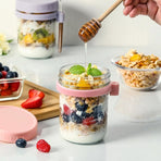 6 Pack Overnight Oats Containers with Lids and Spoons,Large Capacity Airtight Jars for Milk, Cereal, Fruit
