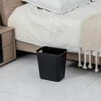 Slim Rectangular Bathroom Waste Bin, Narrow Profile Rubbish Bin with Carry Handles, Space Saving Bin for Toilet, Vanity, Laundry Room-Black