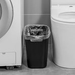 Slim Rectangular Bathroom Waste Bin, Narrow Profile Rubbish Bin with Carry Handles, Space Saving Bin for Toilet, Vanity, Laundry Room-Blue