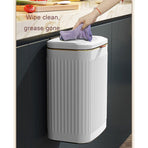 8L Wall Mounted Press Rubbish Bin, Slim Under Sink Hanging Waste Bin, Press Lid Trash Can for Kitchen Bathroom, Space Saving Cabinet Bin-Black