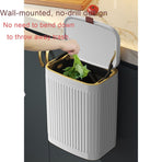 8L Wall Mounted Press Rubbish Bin, Slim Under Sink Hanging Waste Bin, Press Lid Trash Can for Kitchen Bathroom, Space Saving Cabinet Bin-White