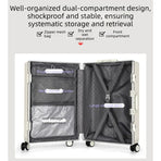 20 Inch Front Opening Carry On Luggage, Aluminium Frame Hard Shell Suitcase with Spinner Wheels, TSA Lock Cabin Travel Case-White
