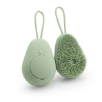 Avocado Shape Silicone Bath Brush Refillable Body Shower Brush with Hanging Loop-Green